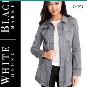 WHBM Military Jacket Gunmetal Ballchain Accents